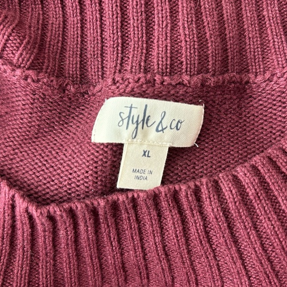 Style & Co Purple Red Textured Knit Cotton Sweater - Picture 4 of 5
